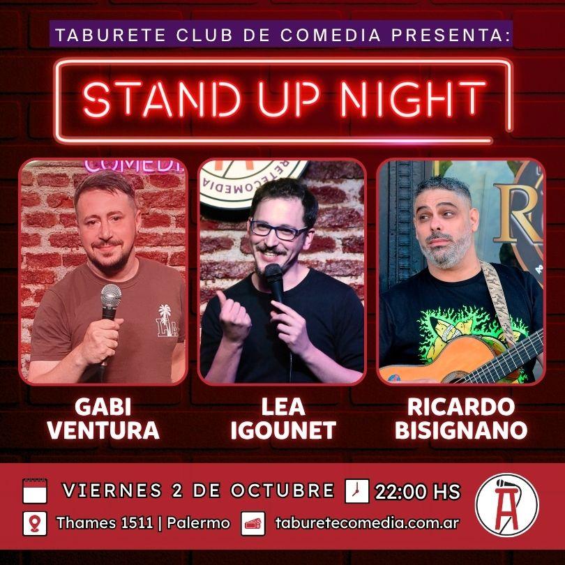 Taburete Presenta Stand Up Night - Viernes 2 de Octubre 22:00hs