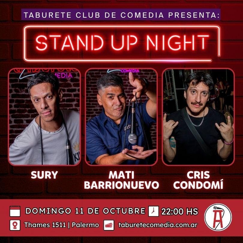Taburete Presenta Stand Up Night - Domingo 11 de Octubre 22:00hs