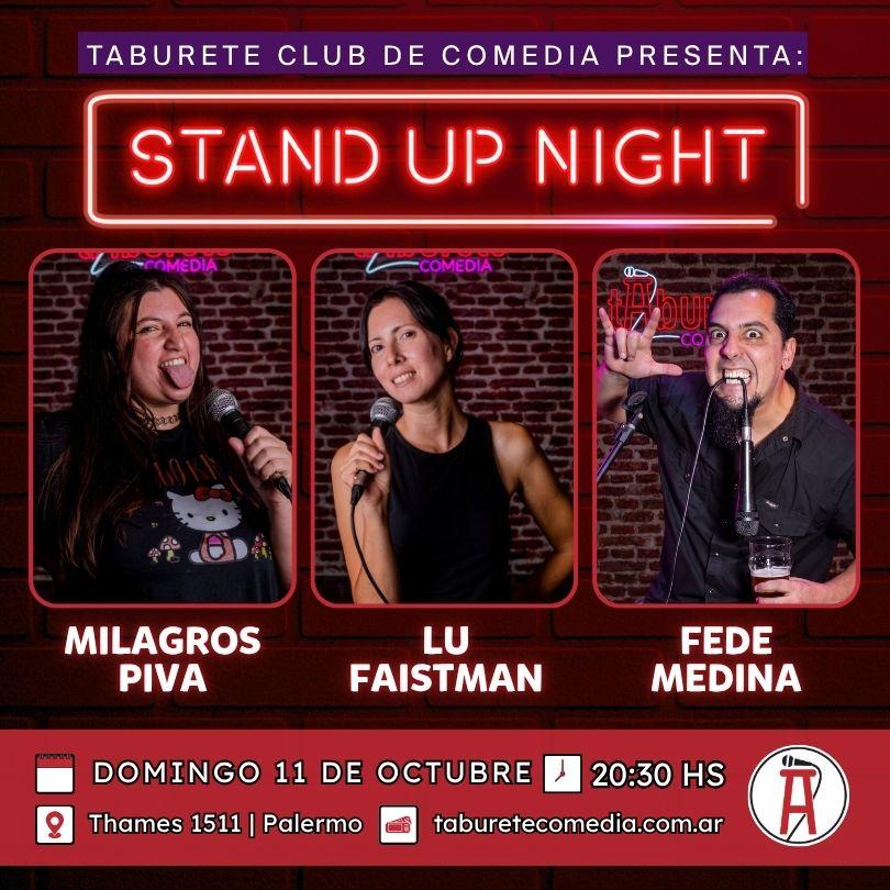 Taburete Presenta Stand Up Night - Domingo 11 de Octubre 20:30hs